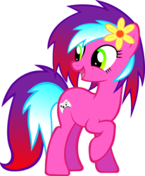 Size: 1588x1929 | Tagged: safe, artist:artpwny, oc, oc only, oc:horizon, donut steel, female, flower, looking back, raised hoof, solo