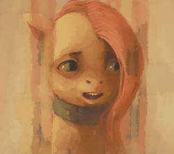 Size: 2132x1893 | Tagged: safe, artist:sharpieboss, fluttershy, g4, collar, creepy, female, solo, uncanny valley