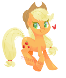 Size: 1024x1208 | Tagged: safe, artist:talentspark, applejack, g4, female, heart, heart eyes, simple background, solo, transparent background, watermark, wingding eyes