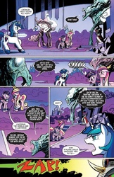 Size: 685x1054 | Tagged: safe, artist:andypriceart, idw, official comic, king sombra, princess cadance, rabia, shining armor, twilight sparkle, alicorn, pony, umbrum, unicorn, g4, siege of the crystal empire, spoiler:comic, spoiler:comic37, chains, comic, cuffs, female, horn, horn crystals, magic suppression, male, mare, shackles, sisters-in-law, speech bubble, stallion, star wars, twilight sparkle (alicorn), you know for kids