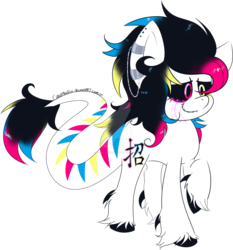 Size: 1280x1374 | Tagged: safe, artist:cobaltthefox, oc, oc only, oc:dead party, frankenpony, japanese, simple background, solo, transparent background, watermark