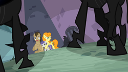 Size: 1366x768 | Tagged: safe, screencap, carrot top, doctor whooves, golden harvest, time turner, tornado bolt, changeling, pony, a canterlot wedding, g4, male, stallion