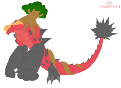 Size: 2781x2038 | Tagged: safe, artist:pyrus-leonidas, big macintosh, earth elemental, kaiju, g4, high res, kaijufied, knuckle walking, male, simple background, solo, species swap, transparent background, tree
