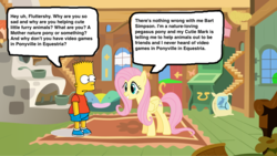 Size: 900x507 | Tagged: safe, artist:darthraner83, edit, fluttershy, g4, background pony strikes again, bad edit, bart simpson, crossover, male, the simpsons, unfunny
