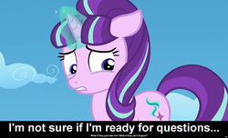 Size: 1600x973 | Tagged: safe, starlight glimmer, pony, unicorn, comic:celestia's servant interview, g4, caption, cs captions, discussion in the comments, female, interview, mare, solo