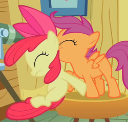 Size: 684x654 | Tagged: safe, screencap, apple bloom, scootaloo, family appreciation day, g4, bump, cropped, telescope