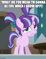 Size: 456x580 | Tagged: safe, starlight glimmer, g4, the cutie re-mark, filly, image macro, meme, sad, sad face, sadlight glimmer, this will end in tears and/or death, younger