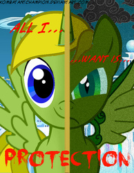 Size: 600x773 | Tagged: safe, artist:warhammer kombatant, oc, oc only, oc:braveheart, alicorn, pony, two sided posters, alicorn oc, amputee, augmented, cloudsdale, prosthetic limb, prosthetic wing, prosthetics, solo, text, two sides