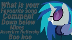 Size: 1413x799 | Tagged: dead source, safe, artist:my-little-pop-artist, dj pon-3, vinyl scratch, g4, female, solo, text