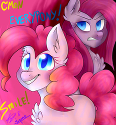 Size: 717x772 | Tagged: safe, artist:ameslovessonic, artist:squa-squad, pinkie pie, g4, collaboration, duality, female, pinkamena diane pie, solo