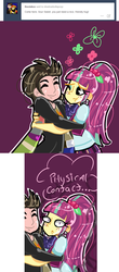 Size: 690x1567 | Tagged: safe, artist:pandanx12, sour sweet, oc, oc:theotakux, ask the shadowbolts, equestria girls, g4, hug