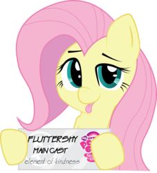 Size: 1139x1254 | Tagged: safe, artist:hoodie-stalker, fluttershy, pegasus, pony, g4, :p, female, looking at you, my little pony logo, simple background, solo, tongue out, transparent background, vector