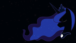 Size: 1920x1080 | Tagged: safe, artist:drpokelover, princess luna, g4, bust, crown, eyes closed, female, flowing mane, jewelry, regalia, silhouette, solo, stars, wallpaper