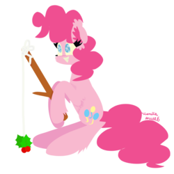 Size: 1008x1008 | Tagged: safe, artist:vanillaswirl6, pinkie pie, earth pony, pony, g4, female, holly, holly mistaken for mistletoe, simple background, solo, transparent background