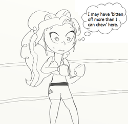 Size: 588x572 | Tagged: safe, artist:php162, adagio dazzle, equestria girls, g4, boxing, boxing gloves, boxing ring, monochrome