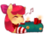 Size: 800x600 | Tagged: safe, artist:loyaldis, apple bloom, earth pony, pony, g4, advent wreath, blushing, candle, christmas, clothes, eyebrows, eyebrows visible through hair, eyes closed, female, filly, foal, music notes, neck bow, simple background, smiling, socks, solo, striped socks, transparent background, wreath