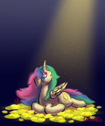 Size: 1876x2250 | Tagged: safe, artist:enamis, princess celestia, alicorn, pony, g4, cewestia, crepuscular rays, cute, female, filly, floppy ears, flower, looking up, prone, solo, undertale, younger
