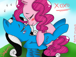 Size: 1024x768 | Tagged: safe, artist:misssmile84, pinkie pie, oc, g4, canon x oc, female, lesbian, shipping