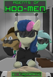 Size: 738x1082 | Tagged: safe, artist:firefanatic, bon bon, doctor whooves, lyra heartstrings, sweetie drops, time turner, earth pony, pony, g4, clothes, male, stallion, sunglasses, tuxedo