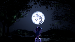 Size: 3840x2160 | Tagged: dead source, safe, artist:kit1212, twilight sparkle, alicorn, pony, g4, 3d, female, full moon, high res, looking up, mare, mare in the moon, moon, night, solo, source filmmaker, tree, twilight sparkle (alicorn)