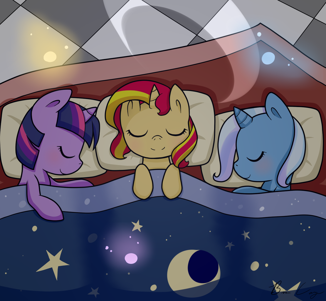 1043680 safe, artistcloureed, sunset shimmer, trixie, twilight