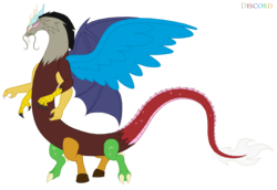 Size: 3098x2136 | Tagged: safe, artist:pyrus-leonidas, discord, draconequus, kaiju, g4, extra legs, high res, kaijufied, male, multiple arms, multiple limbs, multiple wings, simple background, solo, transparent background, xk-class end-of-the-world scenario