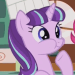 Size: 363x363 | Tagged: safe, screencap, starlight glimmer, pony, unicorn, g4, season 5, the cutie re-mark, animated, aweeg*, chef's hat, chewing, chipmunk cheeks, cropped, cute, eating, female, friends are always there for you, gif, glimmerbetes, hat, loop, mare, puffy cheeks, raised hoof, s5 starlight, solo