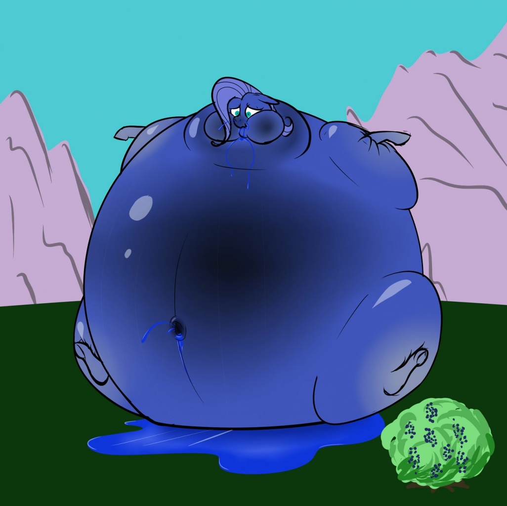 1043975 - dead source, questionable, artist:calorie, fluttershy, pegasus,  pony, g4, belly button, berryshy, bingo wings, bloated, blueberry, blueberry  inflation, bush, double chin, female, flutterberry, food, immobile,  inflation, juice, leaking, neck ...