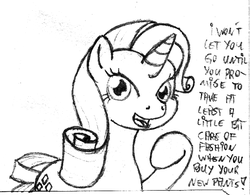 Size: 514x401 | Tagged: safe, artist:merkleythedrunken, rarity, pony, g4, female, sketch, solo