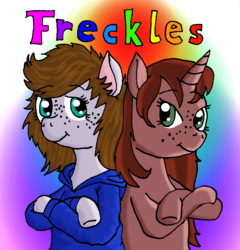 Size: 803x836 | Tagged: safe, artist:merkleythedrunken, oc, oc only, pony, clothes, duo, freckles