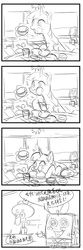 Size: 350x1051 | Tagged: safe, artist:caibaoreturn, twilight sparkle, alicorn, pony, g4, 4koma, burger, chinese, comic, crossover, female, food, hamburger, mare, sketch, spongebob squarepants, translation request, twilight sparkle (alicorn)