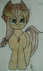 Size: 400x655 | Tagged: safe, artist:gerardreins, applejack, caramel, oc, g4, apple, apple family, food, heart, jewelry, necklace, solo, teenager, vulcan in bloom