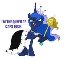 Size: 1200x1100 | Tagged: dead source, safe, artist:xebck, princess luna, g4, canterlock, caps lock, faic, female, nighmurr mun, simple background, smug, smugluna, solo, transparent background, twilight scepter, vector