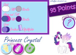 Size: 1840x1326 | Tagged: safe, artist:xebck, oc, oc only, oc:princess crystal, alicorn, pony, adoptable, alicorn oc, offspring, parent:princess cadance, parent:shining armor, parents:shiningcadance, simple background, solo, transparent background