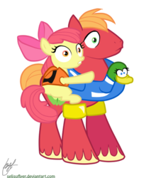 Size: 490x556 | Tagged: safe, artist:xebck, apple bloom, big macintosh, earth pony, pony, g4, pinkie apple pie, male, simple background, stallion, transparent background