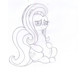 Size: 2342x2076 | Tagged: safe, artist:seenty, fluttershy, g4, female, high res, pencil drawing, pregnant, solo, traditional art