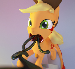 Size: 1200x1098 | Tagged: safe, artist:uncommented, applejack, monster pony, original species, tatzlpony, g4, 3d, selfie, species swap, tatzljack, tentacle tongue, tentacles