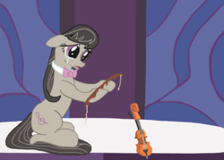 Size: 3496x2500 | Tagged: safe, artist:neodabig, octavia melody, g4, bow (instrument), crying, female, high res, melting, musical instrument, sad, solo, violin, violin bow