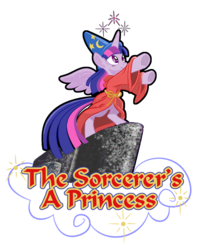 Size: 2695x3341 | Tagged: safe, artist:toonicorn, twilight sparkle, alicorn, pony, g4, disney, female, high res, mare, parody, pun, robe and wizard hat, solo, the sorcerer's apprentice, twilight sparkle (alicorn)