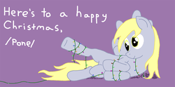 Size: 1200x597 | Tagged: safe, derpy hooves, pegasus, pony, g4, /pone/, 8chan, christmas, christmas lights, female, mare, solo