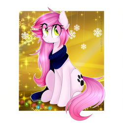 Size: 1024x1024 | Tagged: safe, artist:ten-dril, oc, oc only, oc:tendril, earth pony, pony, clothes, digital art, female, scarf, sitting, solo