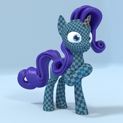 Size: 1000x1000 | Tagged: safe, artist:uncommented, rarity, g4, 3d, checkered, female, solo, wip