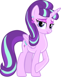 Size: 5976x7547 | Tagged: safe, artist:crisostomo-ibarra, starlight glimmer, alicorn, pony, g4, absurd resolution, alicornified, alternate universe, beautiful, bedroom eyes, cute, earring, eyeshadow, female, glimmerbetes, lidded eyes, lipstick, looking at you, makeup, piercing, race swap, s5 starlight, sexy, smiling, solo, starlicorn, starry eyes, stars, wingding eyes
