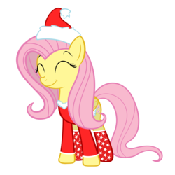 Size: 2200x2200 | Tagged: artist needed, safe, fluttershy, g4, bottomless, christmas, clothes, cute, eyes closed, female, hat, high res, partial nudity, santa hat, shyabetes, simple background, socks, solo, sweater, sweatershy, white background