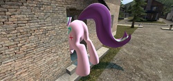 Size: 1280x600 | Tagged: safe, starlight glimmer, pony, g4, 3d, butt, buttstuck, cutie mark, door, giant pony, giant starlight glimmer, giantess, glimmer glutes, gmod, house, macro, plot, stuck