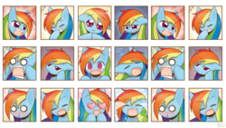 Size: 1920x1080 | Tagged: safe, artist:howxu, edit, rainbow dash, pony, g4, :3, :d, :o, angry, blood, blushing, bored, crying, cute, dashabetes, embarrassed, emotions, expressions, eyes closed, eyes on the prize, female, floppy ears, frown, glare, grin, happy, heart eyes, looking at you, mare, nosebleed, open mouth, sad, screaming, shocked, sleeping, smiling, solo, wallpaper, wallpaper edit, wide eyes, wingding eyes, yelling, zzz