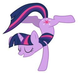 Size: 5600x5200 | Tagged: safe, artist:yanoda, twilight sparkle, pony, unicorn, g4, the crystal empire, absurd resolution, eyes closed, female, handstand, mare, simple background, solo, transparent background, unicorn twilight, upside down, vector