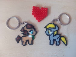 Size: 4224x3168 | Tagged: safe, artist:bliknia, derpy hooves, doctor whooves, time turner, earth pony, pony, g4, bead sprite, beads, heart, irl, keychain, male, photo, ship:doctorderpy, shipping, stallion, straight
