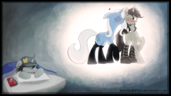 Size: 3840x2160 | Tagged: safe, artist:spartane27lol, trixie, oc, pony, unicorn, g4, blushing, boots, canon x oc, clothes, dream, female, heart, high res, kissing, male, mare, shipping, socks, straight