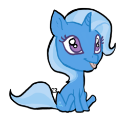 Size: 476x474 | Tagged: safe, artist:breadworth, trixie, pony, unicorn, g4, chibi, female, mare, simple background, sitting, smiling, solo, tongue out